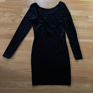 Black mini dress with open back
